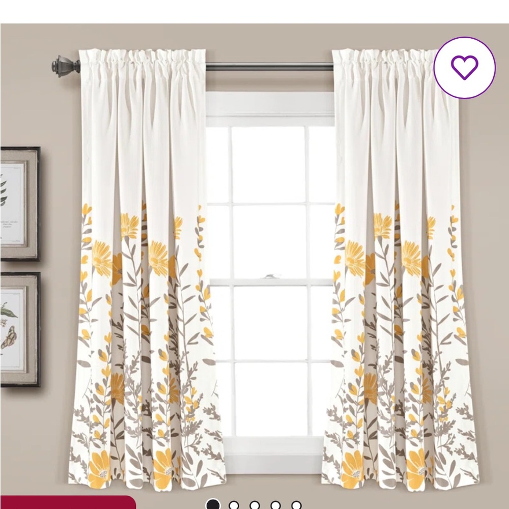 Floral Yellow and Gray Curtains